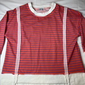 White Birch‎ Oversized Striped Raw Seamed Pullover Women’s Medium